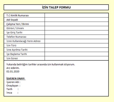 Ücretli çalışan, Apartman Görevlisi, Kapıcı izin formu