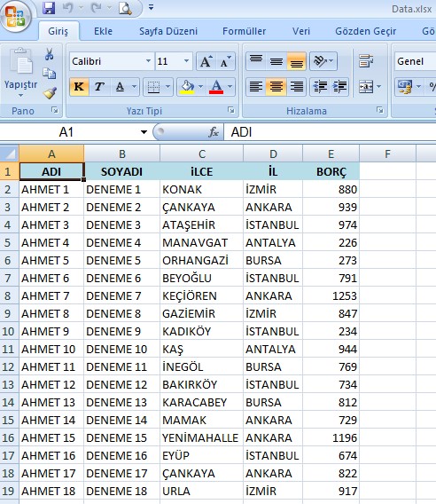 Excel Kaynak